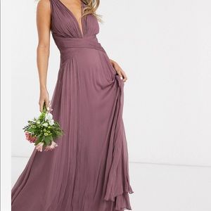 Mauve colored maxi dress with wrap waist. (Amazing condition worn once)